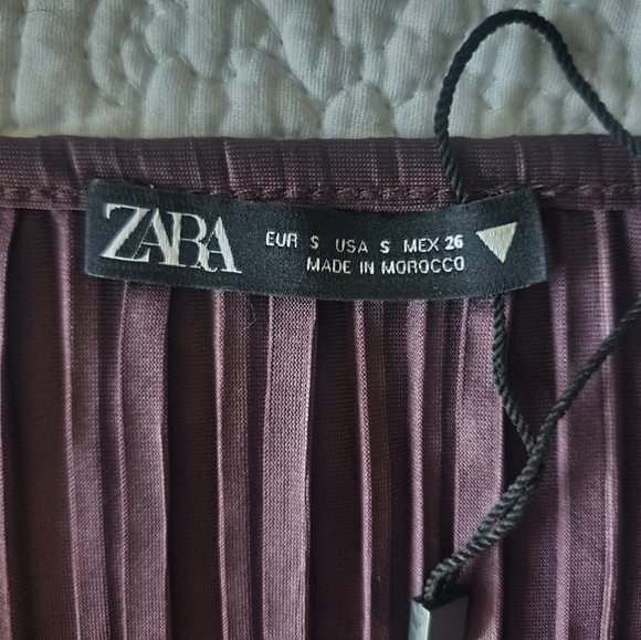 New Zara Bourgandy Long Sleeve Dress - Picture 3 of 4